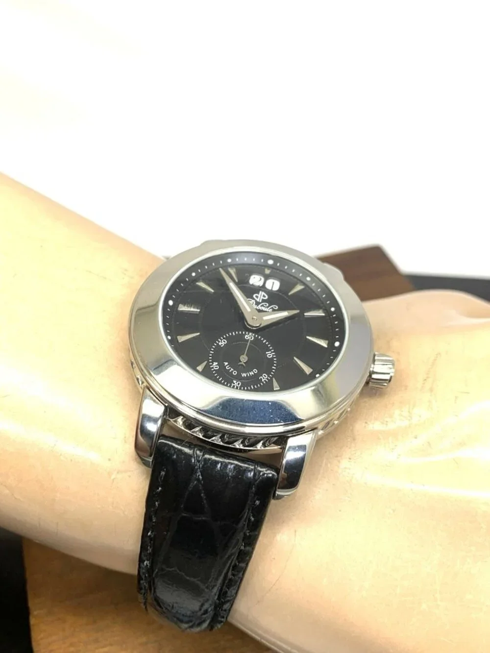 Duboule Men's Watch 2491-3 Automatic Black Dial Date Leather Strap 41mm